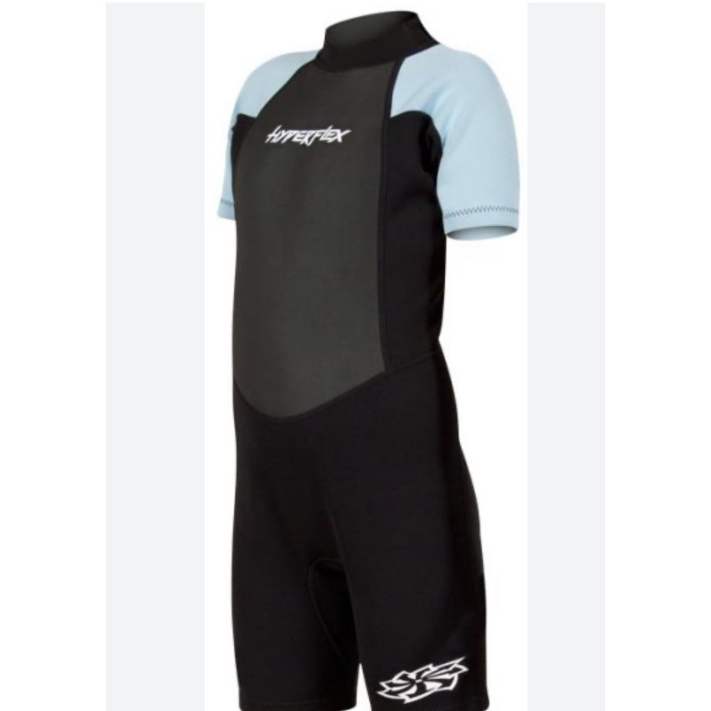 Hypeflex Black & Light Blue BACKZIP SPRINGSUIT Wetsuit Children Kids Size 4‎